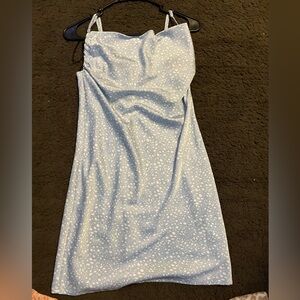 Forever 21 slip dress, blue w white poka dots